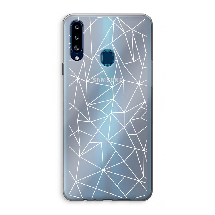Geometrische lijnen wit: Samsung Galaxy A20s Transparant Hoesje