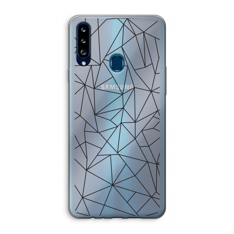 Geometrische lijnen zwart: Samsung Galaxy A20s Transparant Hoesje