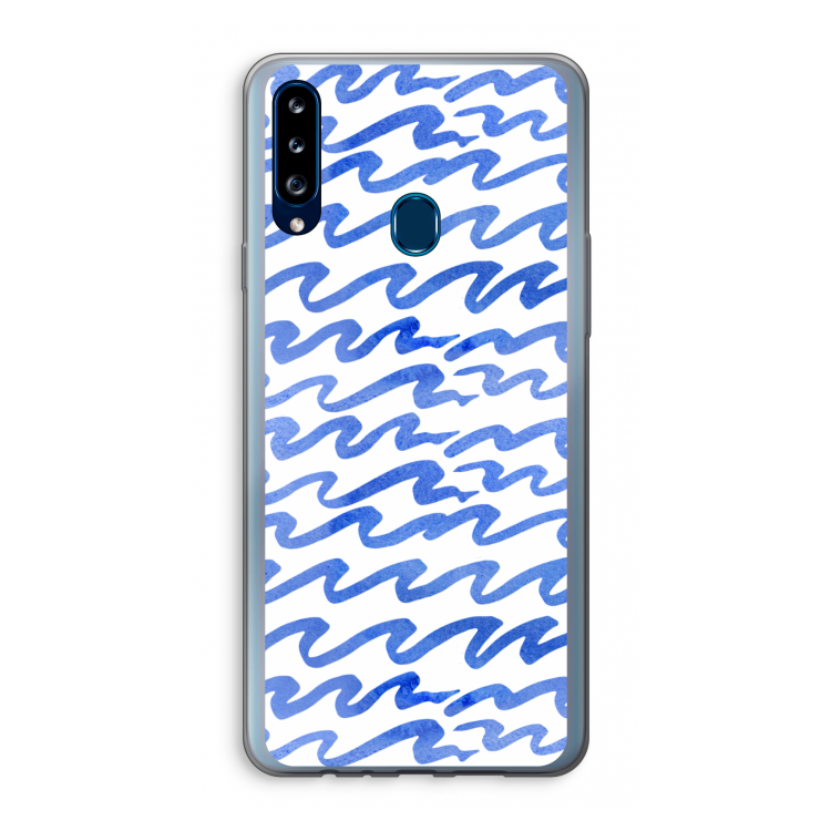 Blauwe golven: Samsung Galaxy A20s Transparant Hoesje