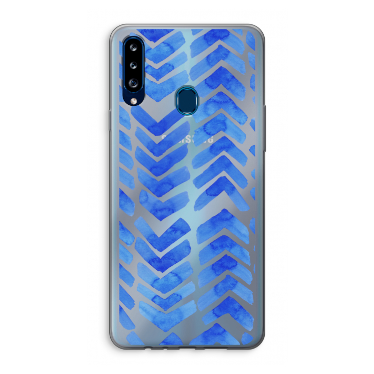 Blauwe pijlen: Samsung Galaxy A20s Transparant Hoesje