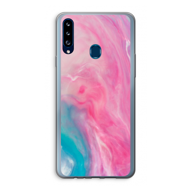 Roze explosie: Samsung Galaxy A20s Transparant Hoesje