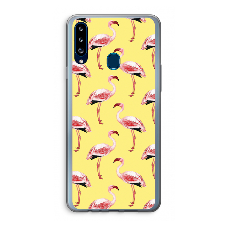 Flamingo's geel: Samsung Galaxy A20s Transparant Hoesje