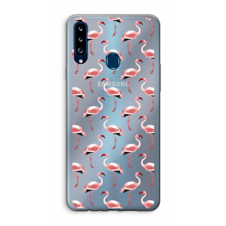 Flamingoprint groen: Samsung Galaxy A20s Transparant Hoesje