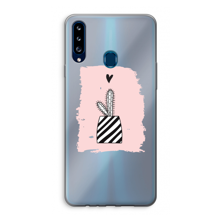 Zwart-wit cactus: Samsung Galaxy A20s Transparant Hoesje
