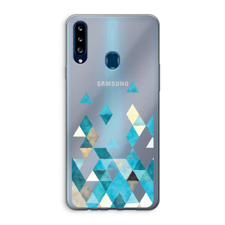 Gekleurde driehoekjes blauw: Samsung Galaxy A20s Transparant Hoesje