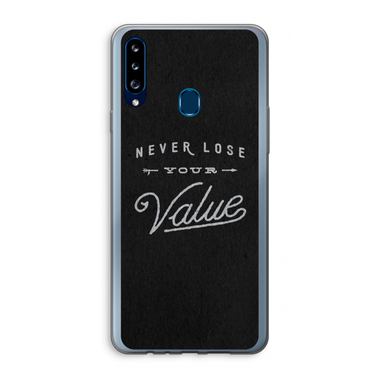 Never lose your value: Samsung Galaxy A20s Transparant Hoesje
