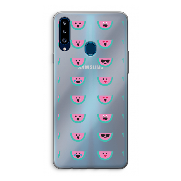 Smiley watermeloenprint: Samsung Galaxy A20s Transparant Hoesje