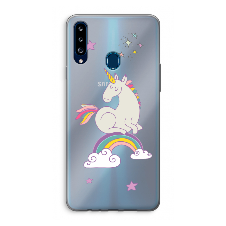 Regenboog eenhoorn: Samsung Galaxy A20s Transparant Hoesje