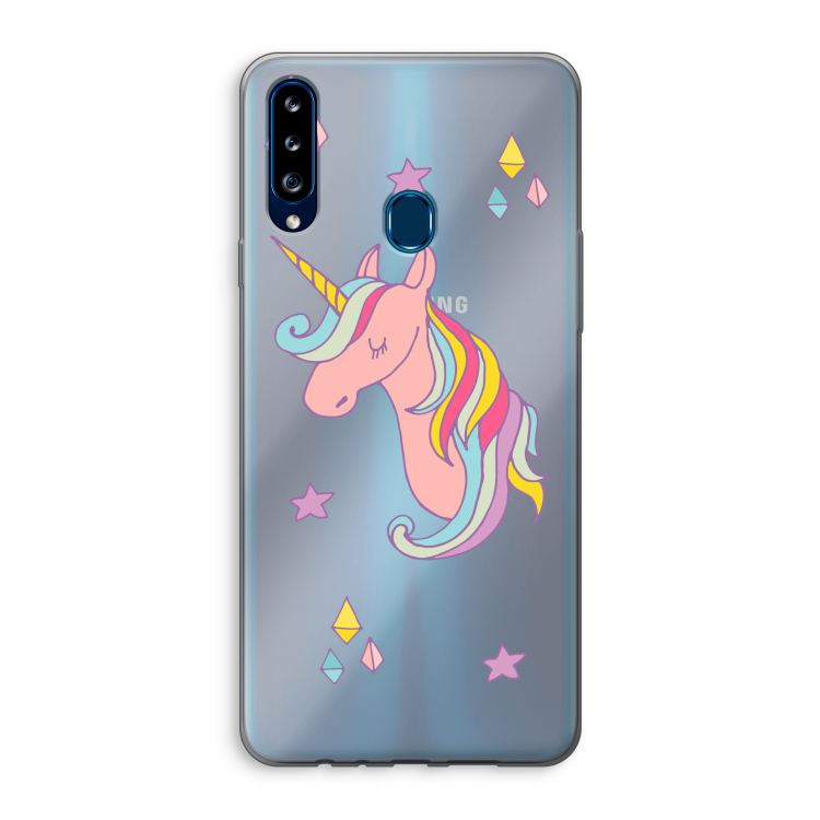 Roze eenhoorn: Samsung Galaxy A20s Transparant Hoesje