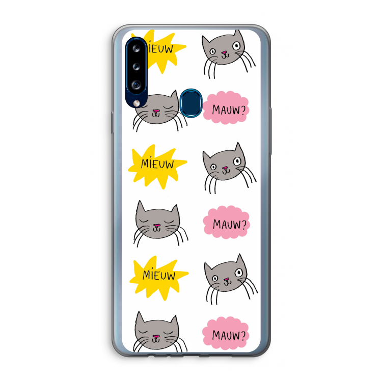 Meow: Samsung Galaxy A20s Transparant Hoesje