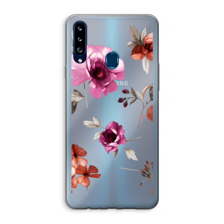 Geschilderde bloemen: Samsung Galaxy A20s Transparant Hoesje