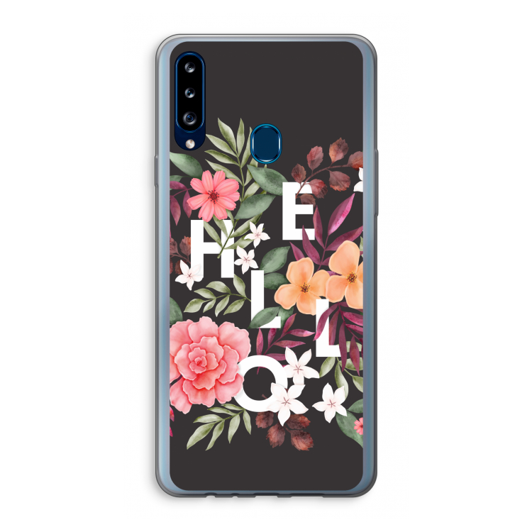 Hello in flowers: Samsung Galaxy A20s Transparant Hoesje