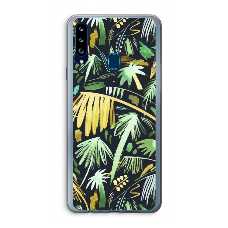 Tropical Palms Dark: Samsung Galaxy A20s Transparant Hoesje