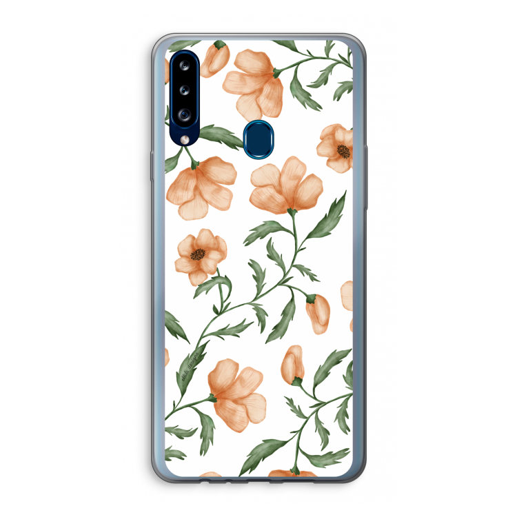 Peachy flowers: Samsung Galaxy A20s Transparant Hoesje