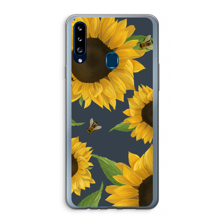 Sunflower and bees: Samsung Galaxy A20s Transparant Hoesje