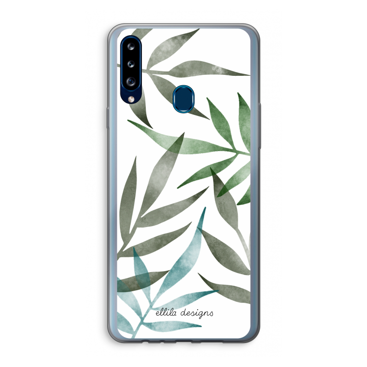 Tropical watercolor leaves: Samsung Galaxy A20s Transparant Hoesje