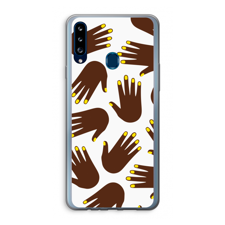 Hands dark: Samsung Galaxy A20s Transparant Hoesje