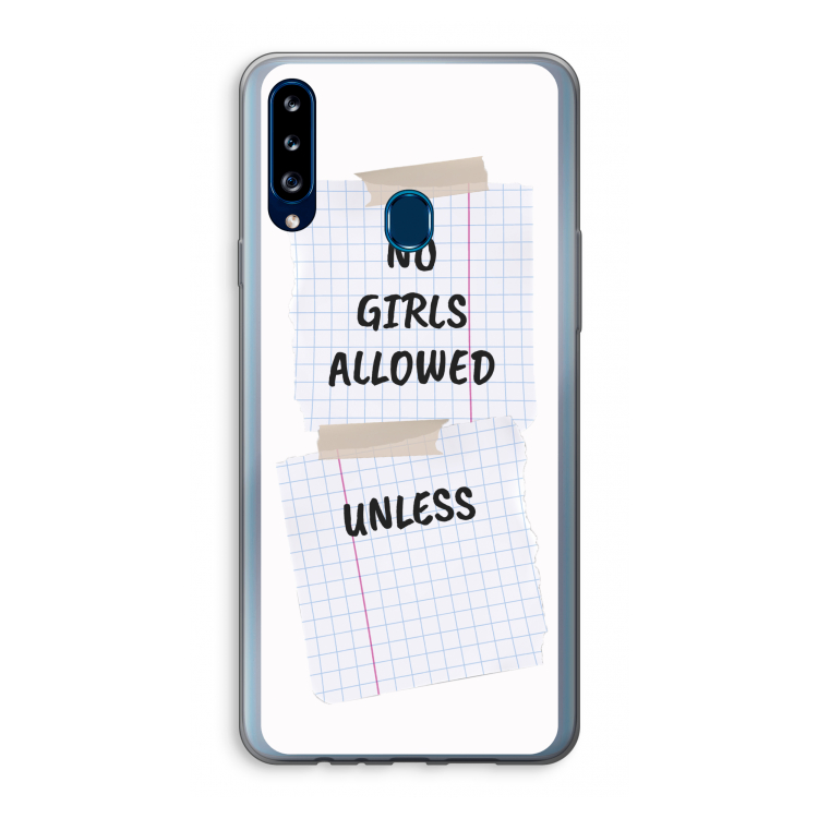 No Girls Allowed Unless: Samsung Galaxy A20s Transparant Hoesje