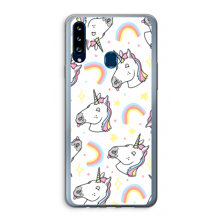 Rainbow Unicorn: Samsung Galaxy A20s Transparant Hoesje