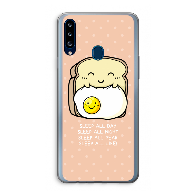 Sleep All Day: Samsung Galaxy A20s Transparant Hoesje