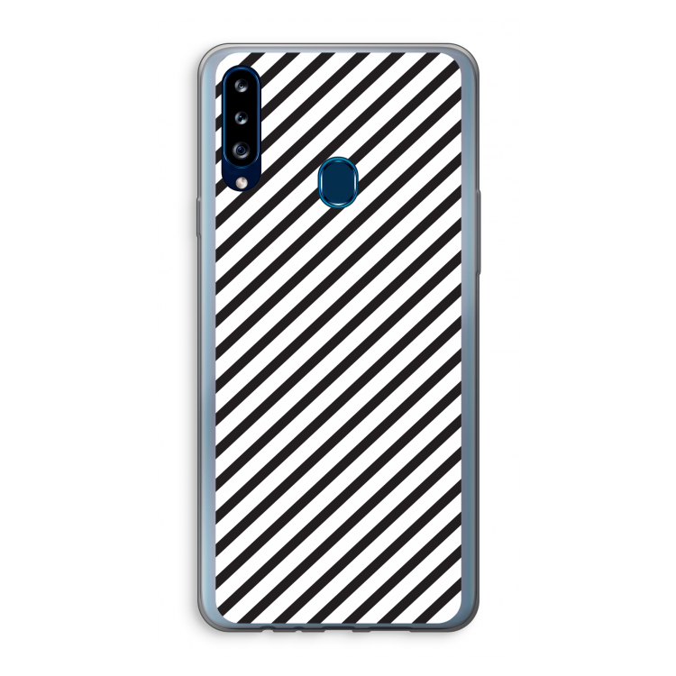 Strepen zwart-wit: Samsung Galaxy A20s Transparant Hoesje