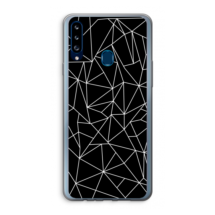 Geometrische lijnen wit: Samsung Galaxy A20s Transparant Hoesje