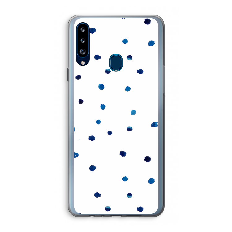 Blauwe stippen: Samsung Galaxy A20s Transparant Hoesje