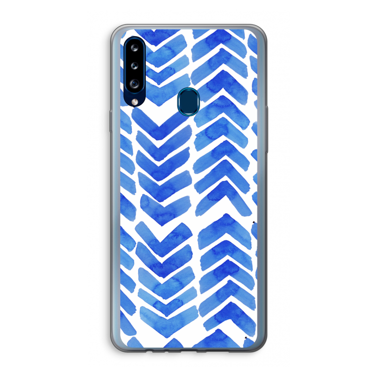 Blauwe pijlen: Samsung Galaxy A20s Transparant Hoesje