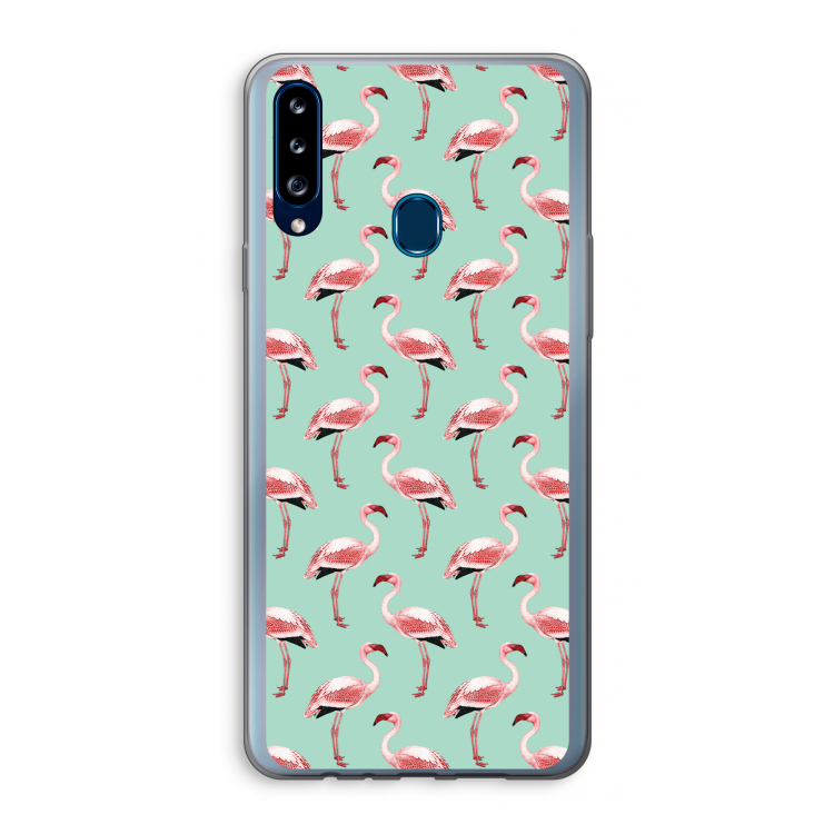 Flamingoprint groen: Samsung Galaxy A20s Transparant Hoesje