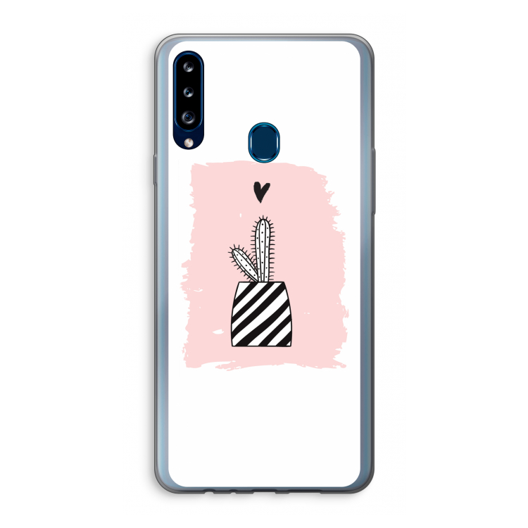 Zwart-wit cactus: Samsung Galaxy A20s Transparant Hoesje