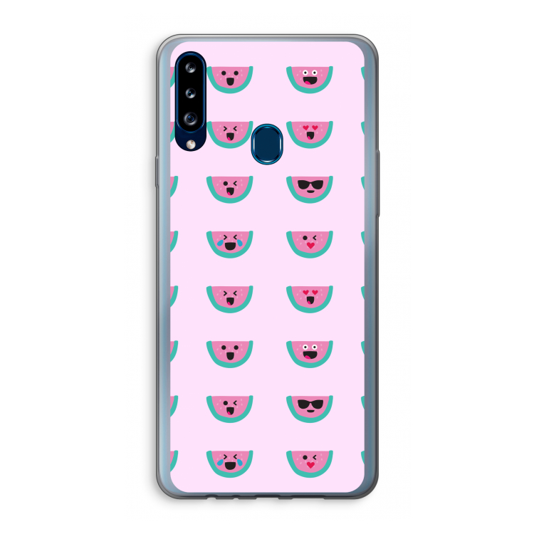 Smiley watermeloenprint: Samsung Galaxy A20s Transparant Hoesje