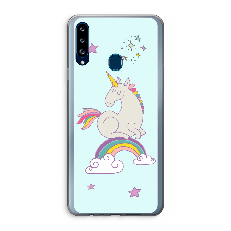 Regenboog eenhoorn: Samsung Galaxy A20s Transparant Hoesje