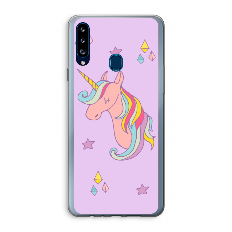 Roze eenhoorn: Samsung Galaxy A20s Transparant Hoesje