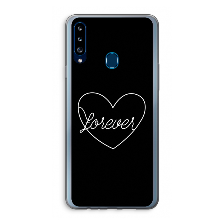 Forever heart black: Samsung Galaxy A20s Transparant Hoesje