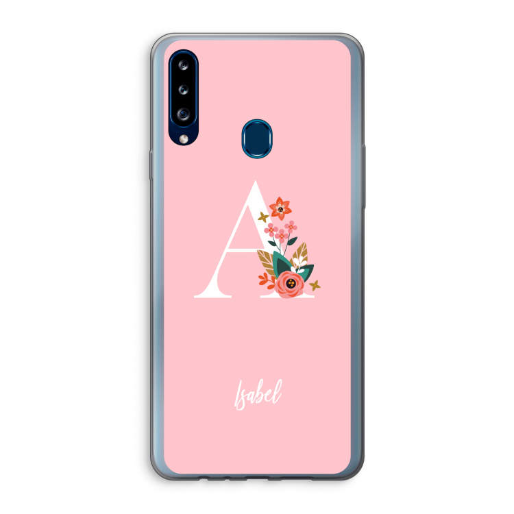 Pink Bouquet: Samsung Galaxy A20s Transparant Hoesje