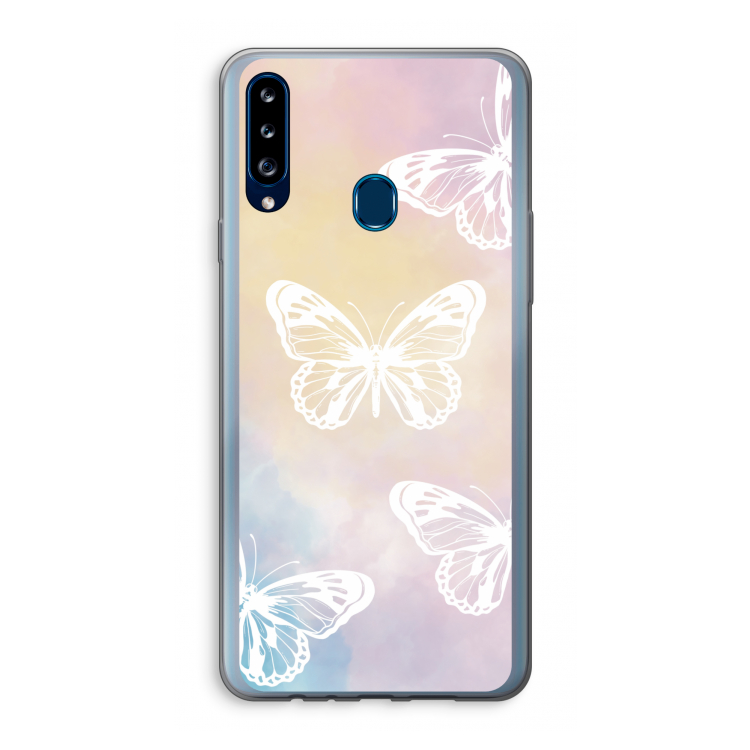White butterfly: Samsung Galaxy A20s Transparant Hoesje