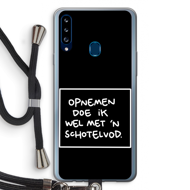 Schotelvod: Samsung Galaxy A20s Transparant Hoesje met koord