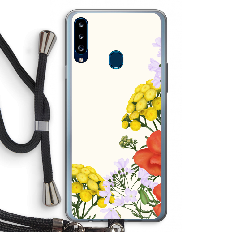 Wilde bloemen: Samsung Galaxy A20s Transparant Hoesje met koord