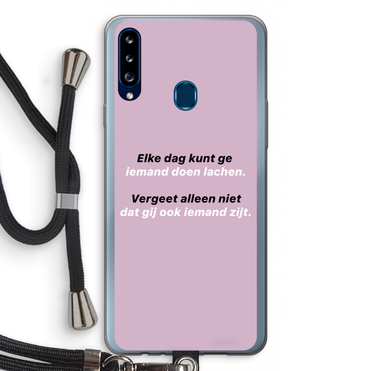 gij zijt ook iemand: Samsung Galaxy A20s Transparant Hoesje met koord