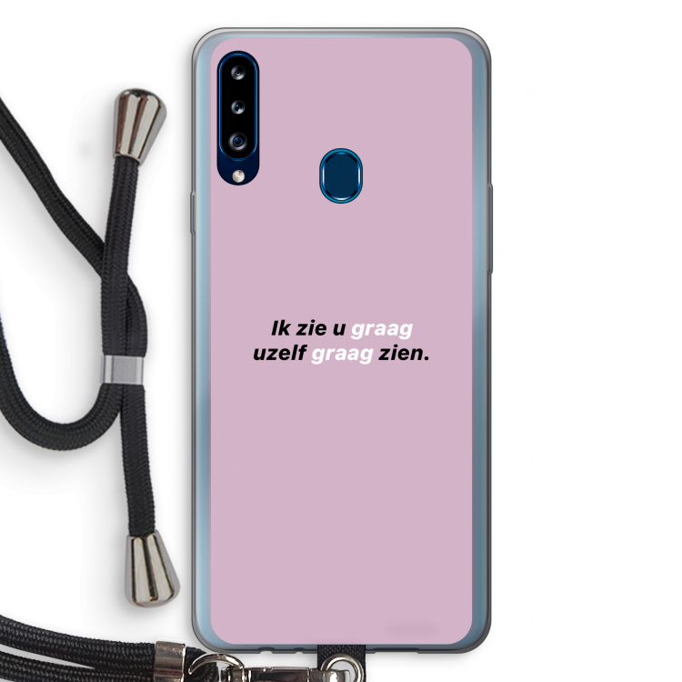 uzelf graag zien: Samsung Galaxy A20s Transparant Hoesje met koord