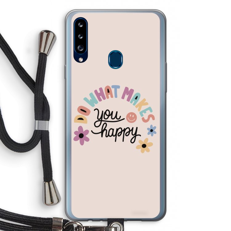 Happy days: Samsung Galaxy A20s Transparant Hoesje met koord