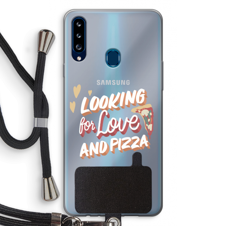 Pizza is the answer: Samsung Galaxy A20s Transparant Hoesje met koord