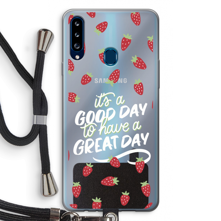 Don't forget to have a great day: Samsung Galaxy A20s Transparant Hoesje met koord