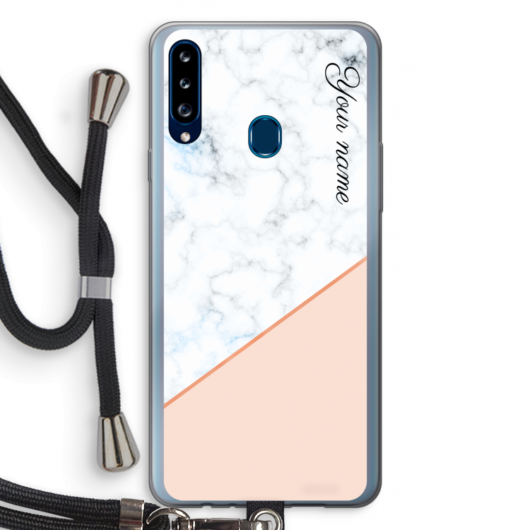Marmer in stijl: Samsung Galaxy A20s Transparant Hoesje met koord