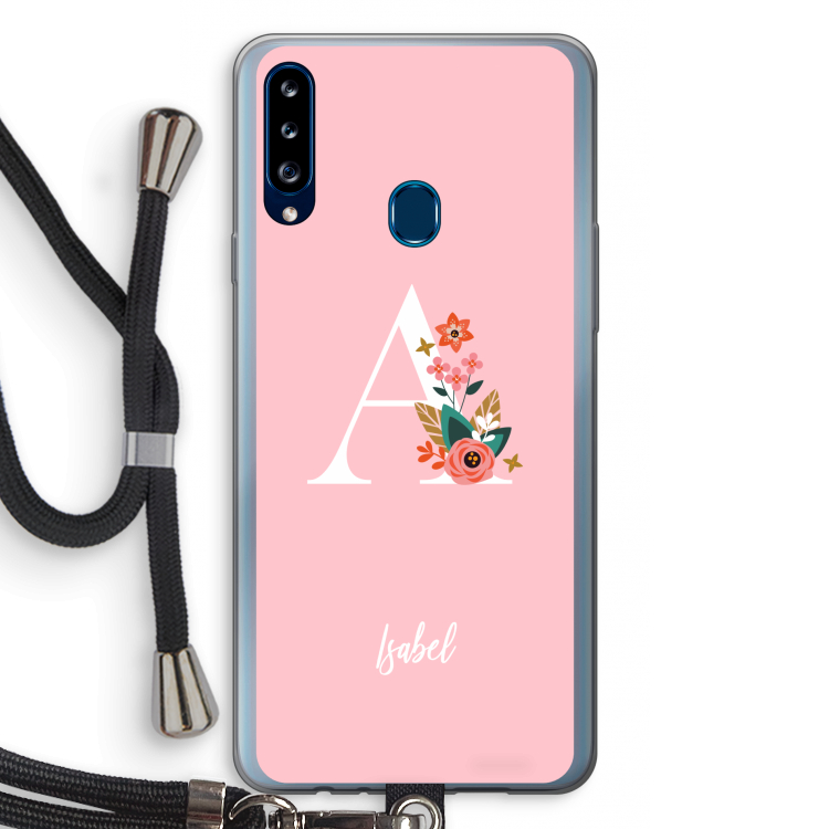 Pink Bouquet: Samsung Galaxy A20s Transparant Hoesje met koord