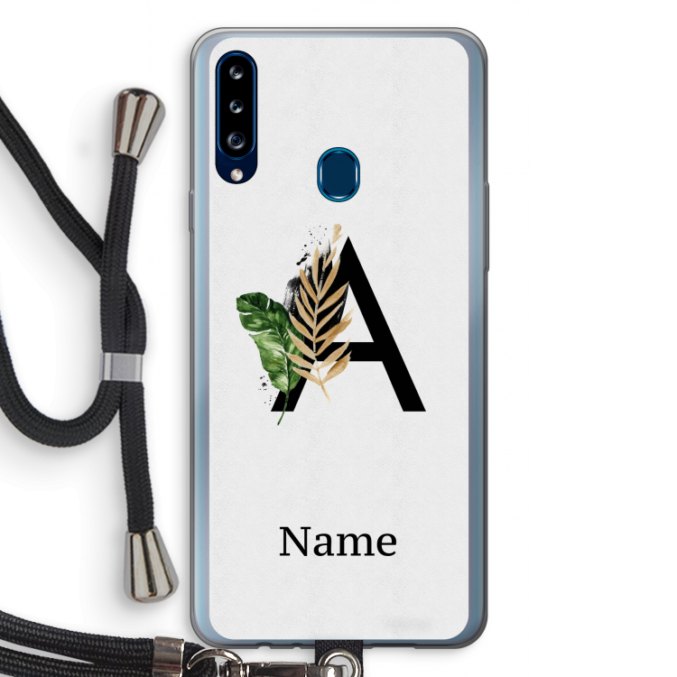 Charcoal Flora: Samsung Galaxy A20s Transparant Hoesje met koord