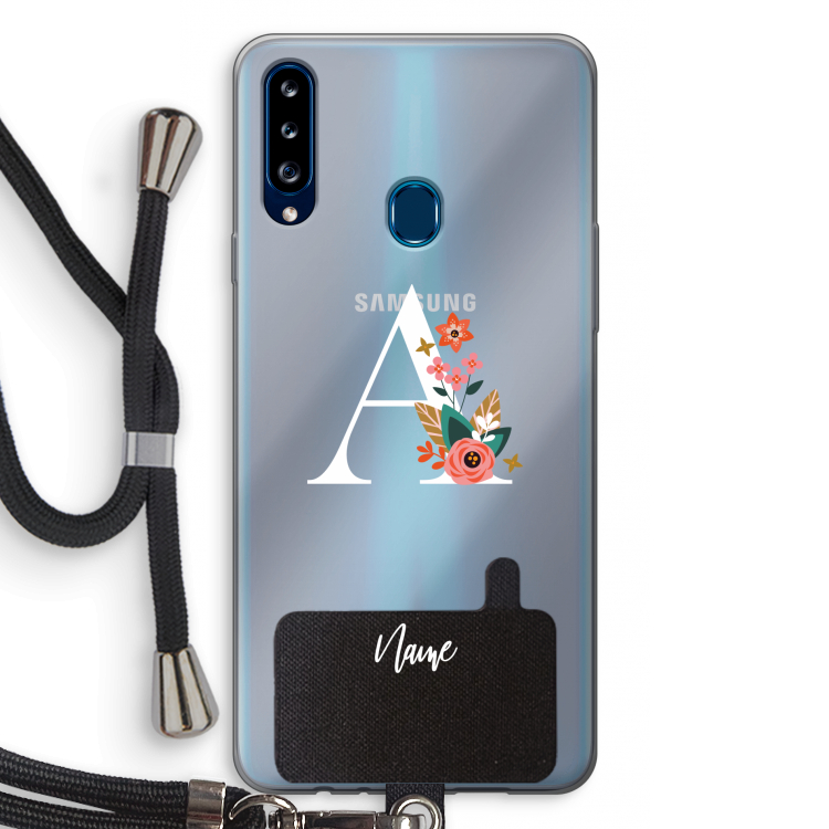 Pink Bouquet: Samsung Galaxy A20s Transparant Hoesje met koord