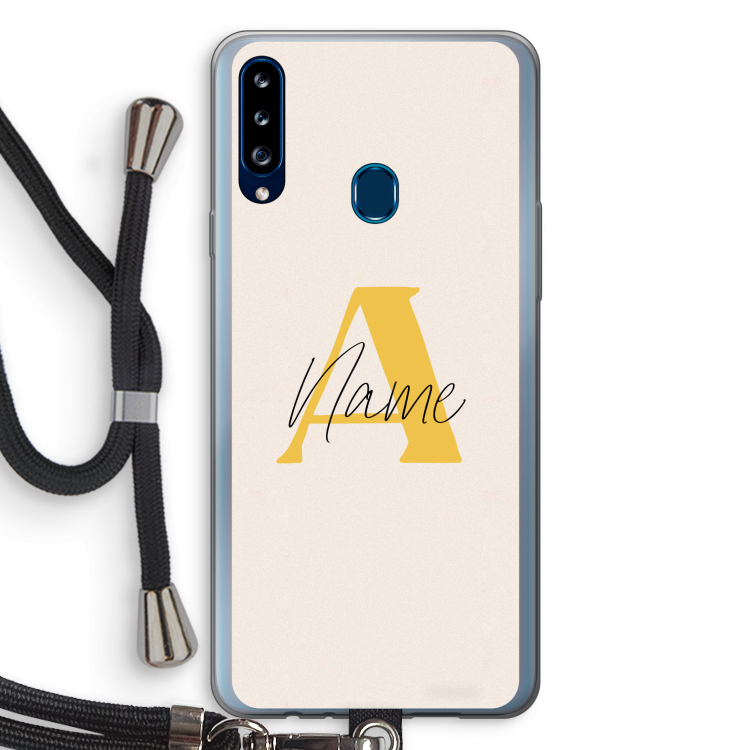 Amber Script: Samsung Galaxy A20s Transparant Hoesje met koord