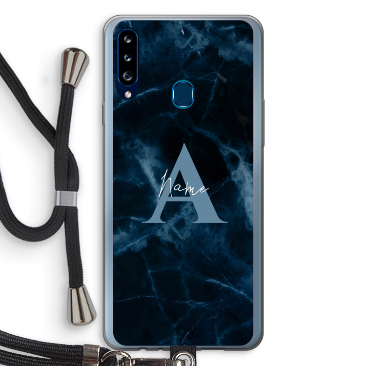 Midnight Marble: Samsung Galaxy A20s Transparant Hoesje met koord