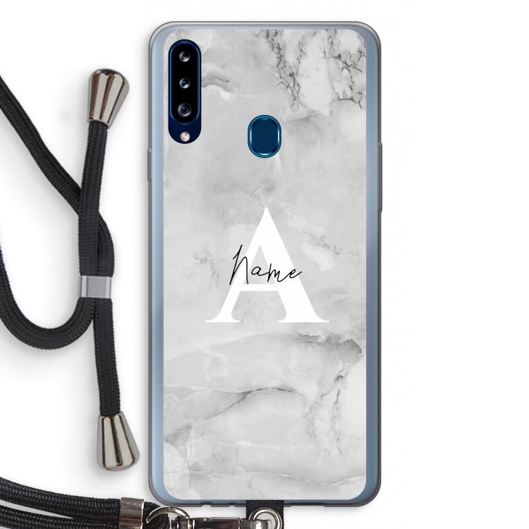 Ivory Marble: Samsung Galaxy A20s Transparant Hoesje met koord